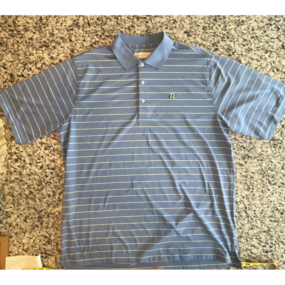 DONALD ROSS Men's Sz XL GOLF Polo Shirt Blue Green‎ Stripe #C737